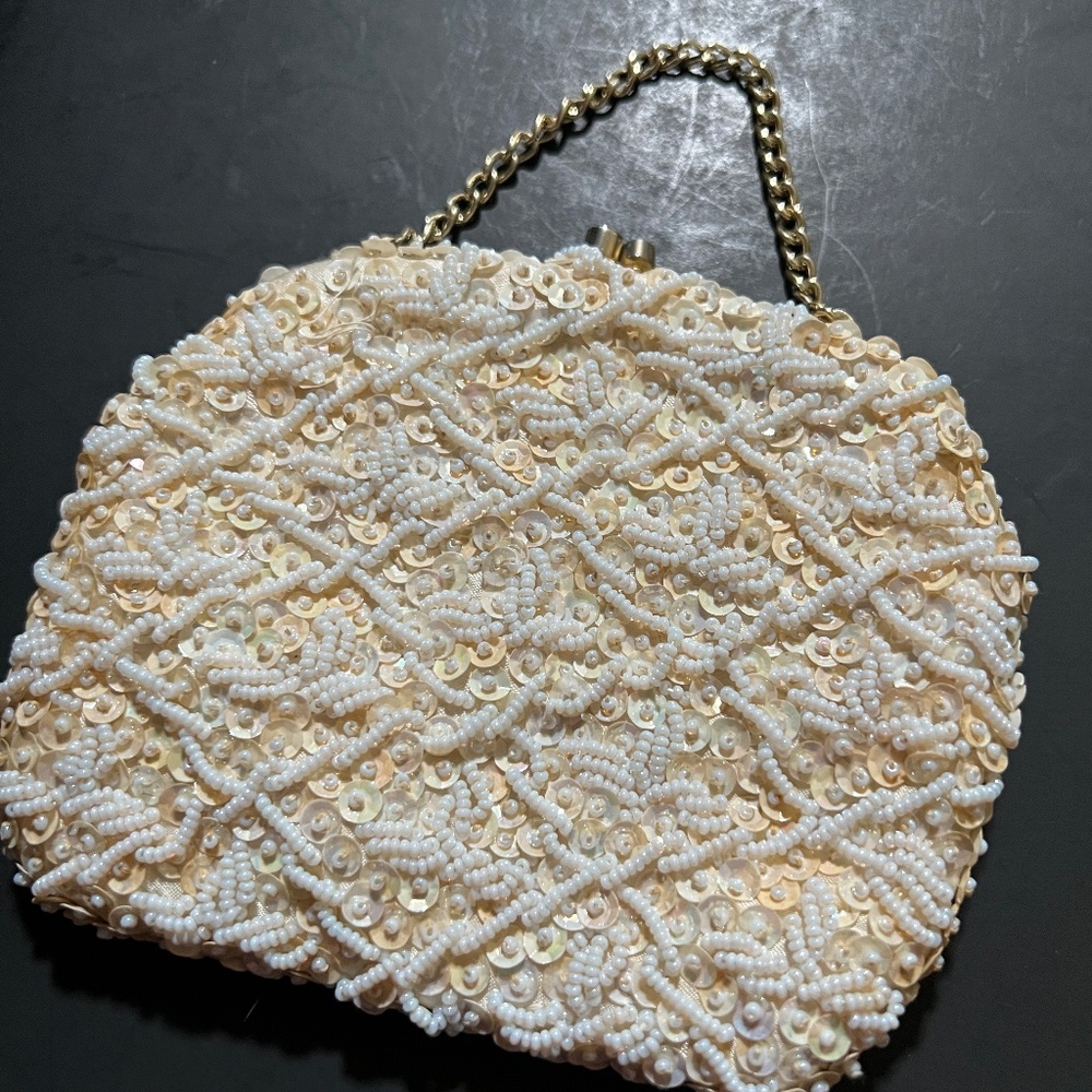 Vintage Heavily Beaded/Sequined Evening Bag Made In Hong Kong
